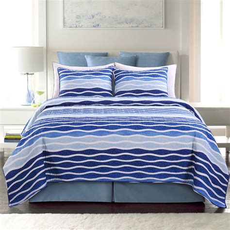 SLPR Blue Wave 3-Piece Bedding Quilt Set - King with 2 Shams | Summer ...