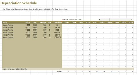 Free Depreciation Schedule Template - FREE PRINTABLE TEMPLATES