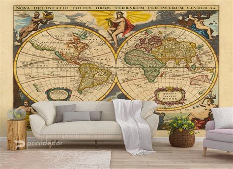 Old World Map WALL MURAL Vintage World Map Wallpaper | Etsy