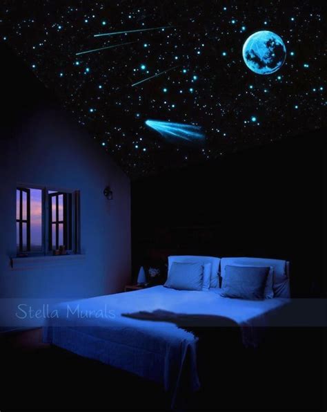 Glow In Dark Solar System Planets Stars Meteor Shower Galaxy Ceiling Stickers. Space Universe ...