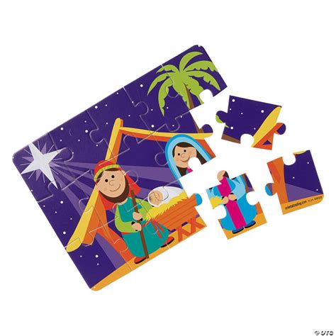 Mini Bright Nativity Jigsaw Puzzles - Set of 12