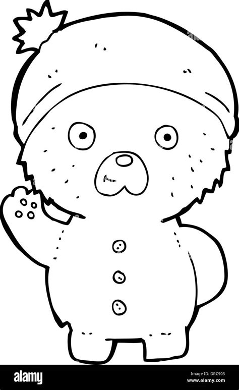 cartoon waving teddy bear in winter hat Stock Vector Image & Art - Alamy