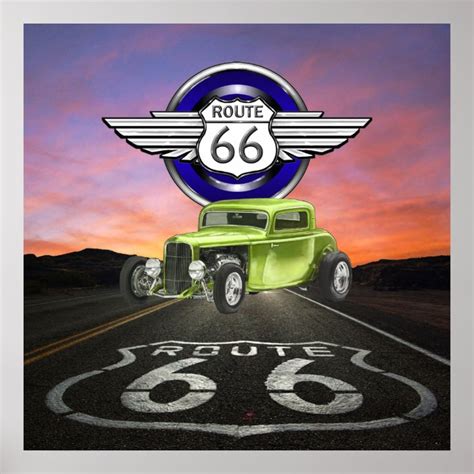 Route 66 - Vintage - Classic Car - SRF Poster | Zazzle