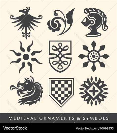 Medieval symbols and ornaments Royalty Free Vector Image