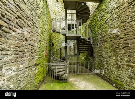 Conwy Castle in Wales, outside and inside view of the town of Conwy ...