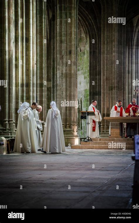 Inside the Abbey of Mont Saint Michel, France Stock Photo - Alamy