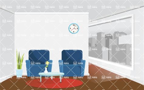 120 Room Backgrounds Vector Collection / Waiting Room Vector Interior ...