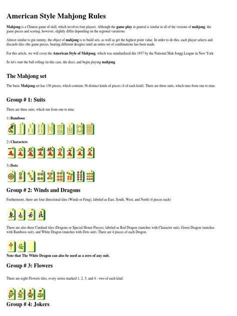 Mahjong Rules Printable