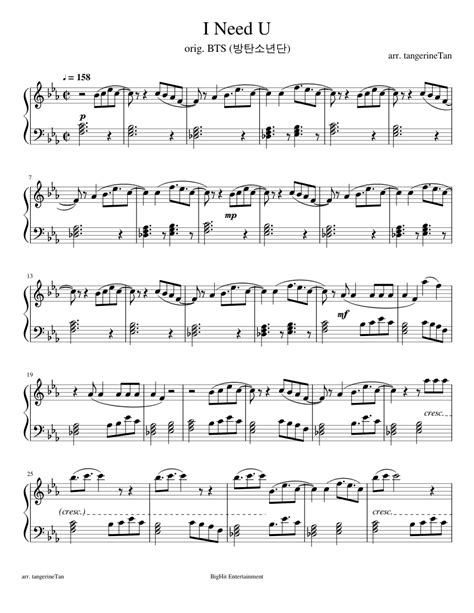 I Need U - BTS (방탄소년단) Sheet music for Piano (Solo) Easy | Musescore.com