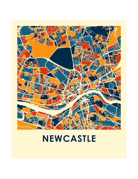 Newcastle Map Print Full Color Map Poster - Etsy