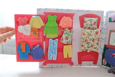 Quiet book Doll house. Felt book for girl. Felt doll with clothes ...