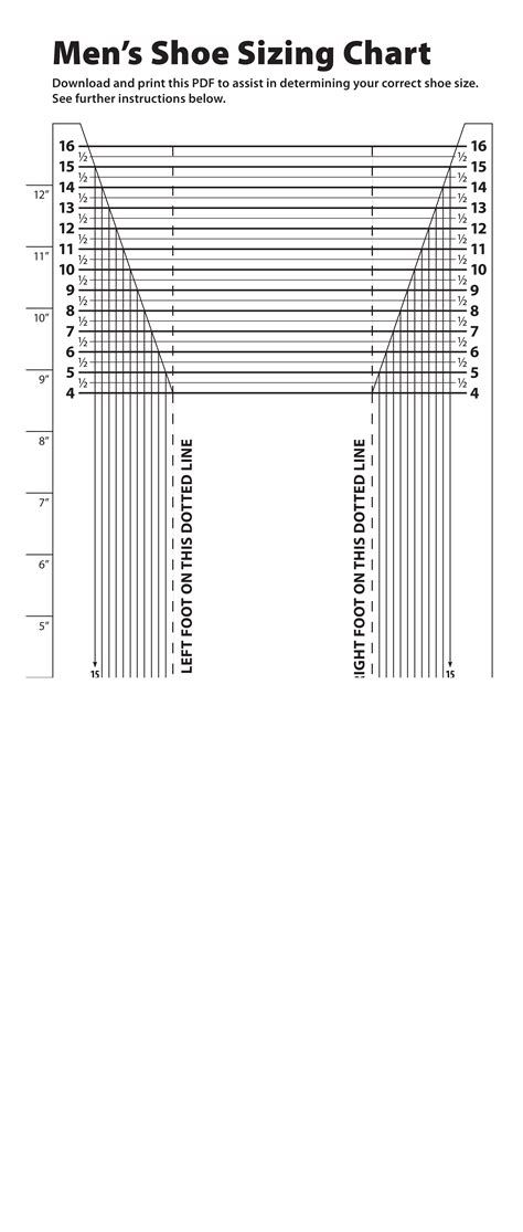 Printable Shoe Size Chart Men's