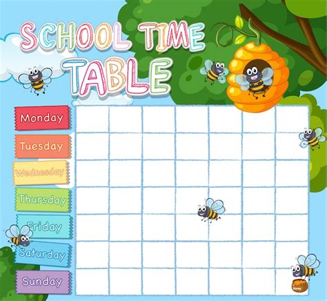 Free Editable School Timetable Template