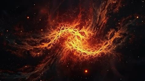 Premium Photo | Galaxy made of flames nebula red fire space abstract background generative ai