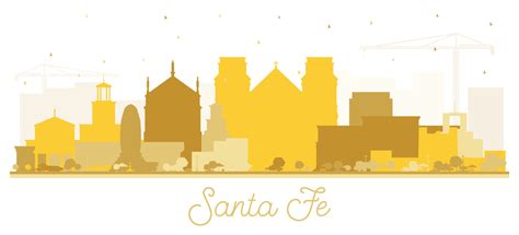 Santa Fe New Mexico City Skyline Silhouette with Golden Buildings Isolated on White. 17650407 ...