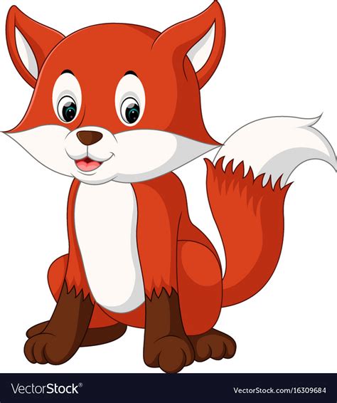 Cute fox cartoon Royalty Free Vector Image - VectorStock