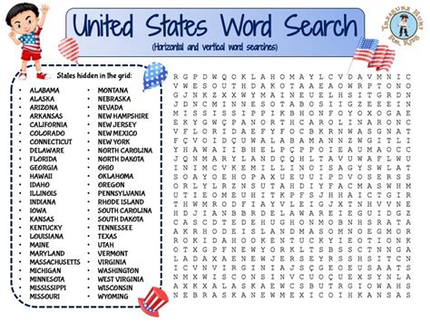 United States Map Word Search