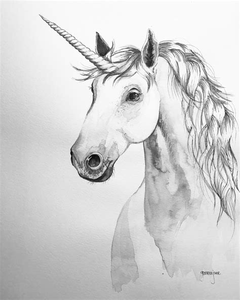 Mythical creature, the unicorn. Ink painting artwork. By Gemma Jane Art ...