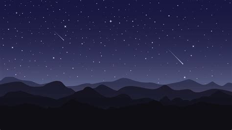 Vector background. Starry night sky. Stars, sky, night. Silhouette of ...