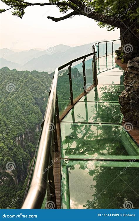 Glass Walkway on Top of Tianmen Mountain, Hunan Province China Stock ...