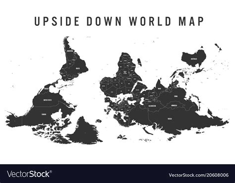 Reversed Or Upside Down Political Map World Vector Image | The Best ...