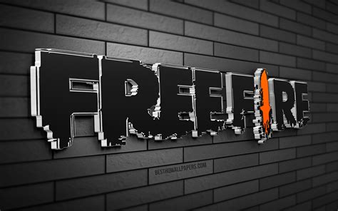 Download wallpapers Garena Free Fire 3D logo, 4K, gray brickwall, creative, online games, Garena ...