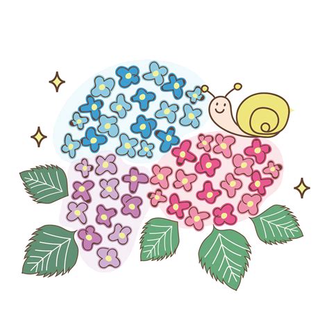 【梅雨】紫陽花（アジサイ）とカタツムリのイラスト | 商用フリー(無料)のイラスト素材なら「イラストマンション」