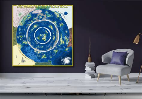 World Beyond the Ice Wall Satellite Flat Earth Map Ready to Hang Poster,large World Map Wall ...