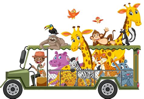 Zoo concept with wild animals in the car isolated on white background 2184054 Vector Art at Vecteezy