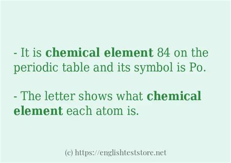 "chemical element" - some sentence examples - EnglishTestStore Blog