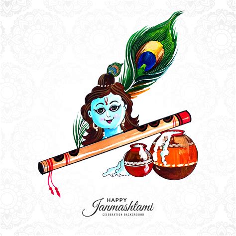 Dahi Handi Janmashtami Festival Background with Krishna Head 1256848 ...