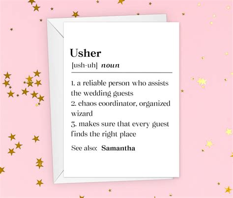 Personalized Usher Card, Usher Proposal Gift, From Bride Greeting Card ...