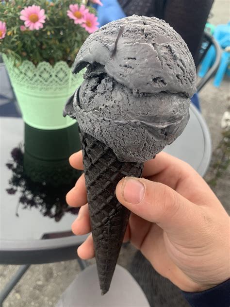 [I Ate] a Salmiakki (Salty Liquorice) ice cream with black vanilla cone. : r/food