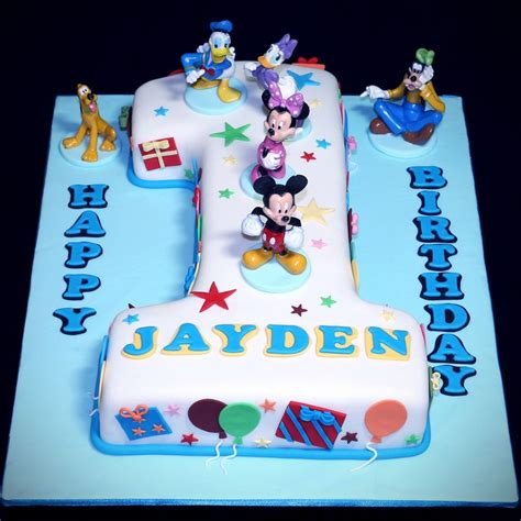 Number 1 Shaped First Birthday Celebration Cake