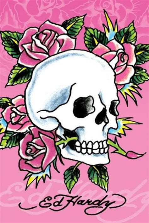 Ed Hardy - Pink Skull & Roses Poster Print (24 X 36) in 2021 | Ed hardy ...