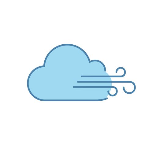 Cloudy windy weather color icon. Clouds and wind. Overcast. Weather ...