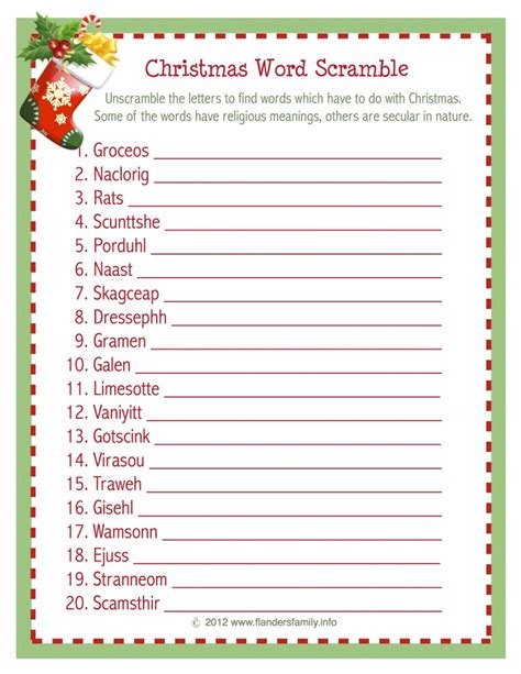 Christmas Word Scramble (Free Printable) - Flanders Family Home Life