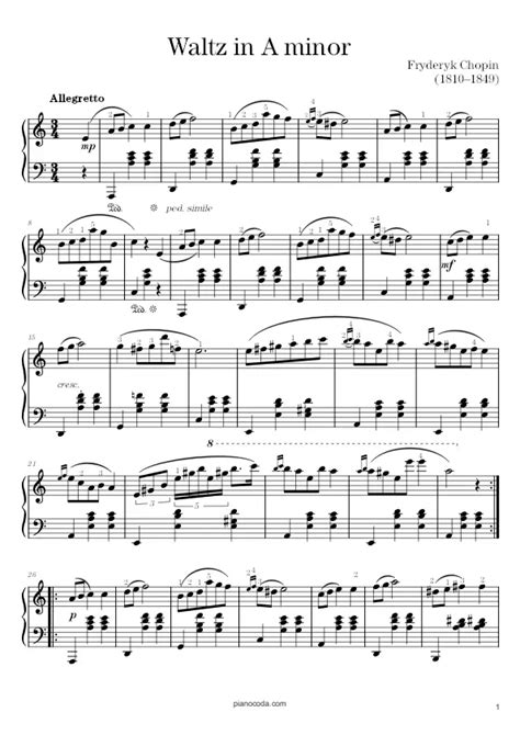 Waltz in A minor Free Sheet Music - Pianocoda