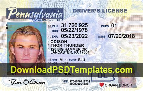 Pennsylvania Driver License Template Psd [New Pa Dl] intended for Blank ...