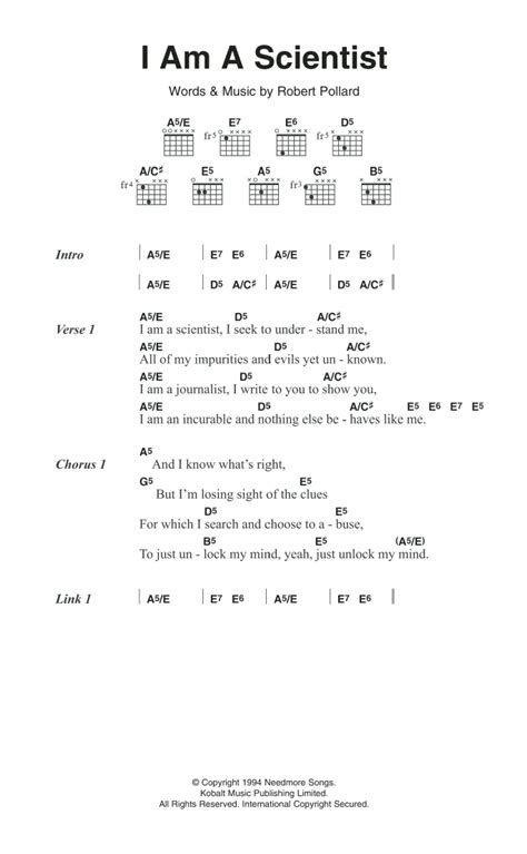 I Am A Scientist by Guided By Voices - Guitar Chords/Lyrics - Guitar ...