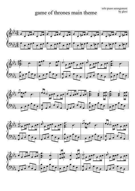 Game Of Thrones Piano Pdf Free - Game Of Thrones Theme Piano Sheet ...