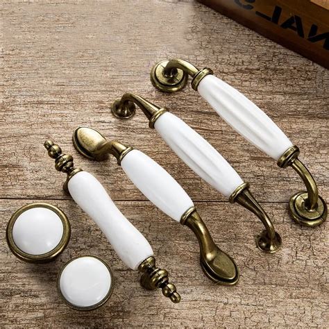 Antique Door Handles for Kitchen Cabinets Knobs and Handles White Ceramic Door Handle European ...