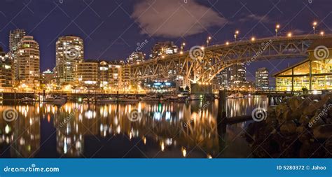 Night View at Granville Street Bridge in Vancouver Stock Photo - Image ...