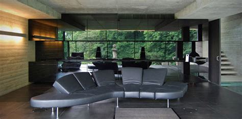 modern glass house living room interior - Viahouse.Com