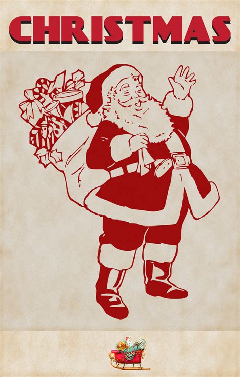 Vintage Christmas Poster Free Stock Photo - Public Domain Pictures