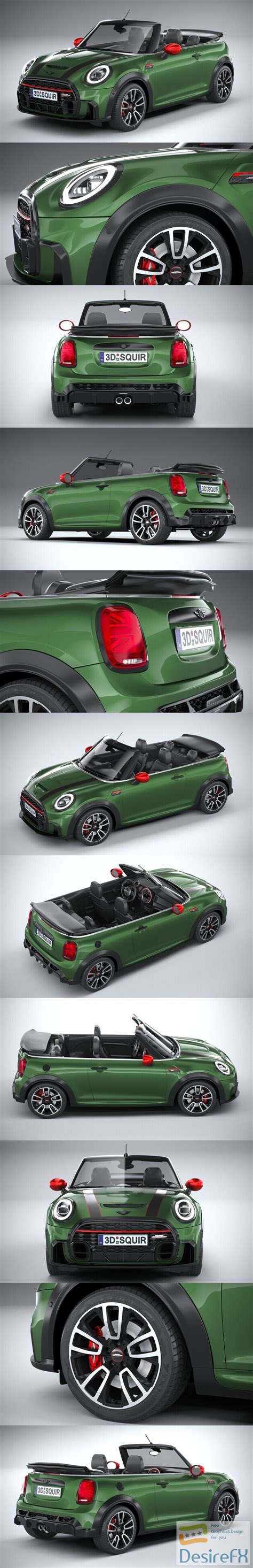 Download Mini Cooper JCW convertible 2022 3D Model - DesireFX.COM