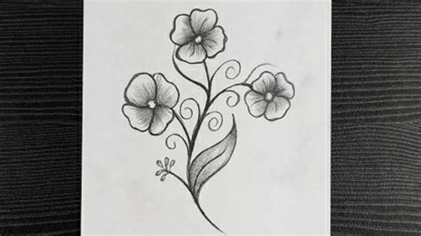 Simple Pencil Drawn Flowers