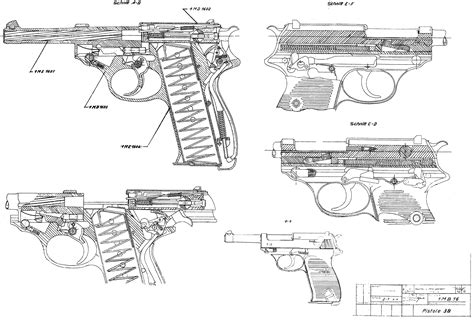 Walther P38 Blueprint - Download free blueprint for 3D modeling