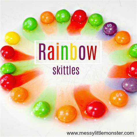 Rainbow Skittles - A fun and easy science experiment for kids! - Messy Little Monster