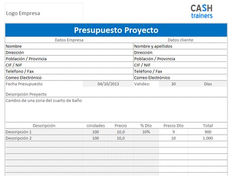 Empuje hacia abajo canal fondo plantillas de presupuestos para clientes adjetivo lineal formar